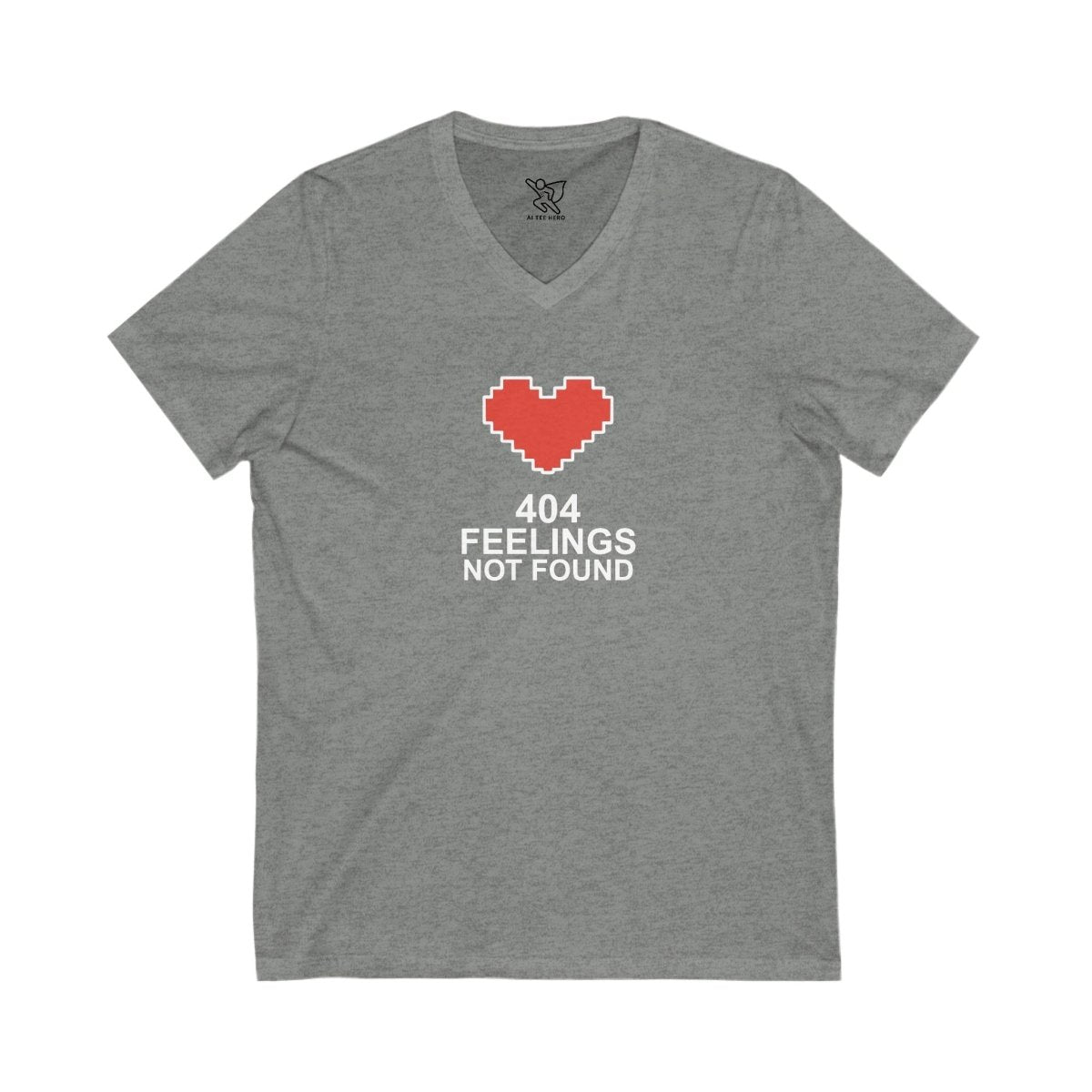 "404 Feelings Not Found" Unisex Jersey V - Neck Shirt for Gamers, Valentine's Day, Birthday Gift, Casual Wear, Humor Clothing CW2 - white - AI Tee Hero