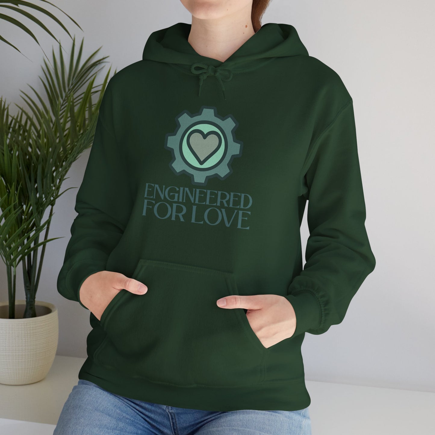 "Engineered for Love" Hoodie Cozy Unisex Sweatshirt, Perfect Gift for Engineers, Valentine's Day, Casual Wear, Birthday Present CW-1 Teal