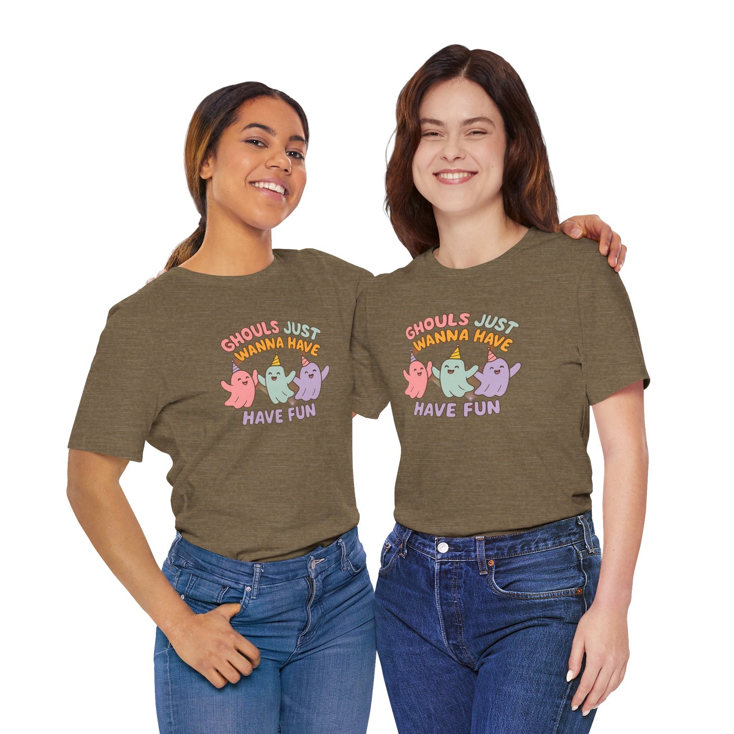 "Ghouls Just Wanna Have Fun" T-Shirt for Halloween, Unisex Graphic Shirt, Cute Ghosts Tee, Casual Wear, Gift for Friends