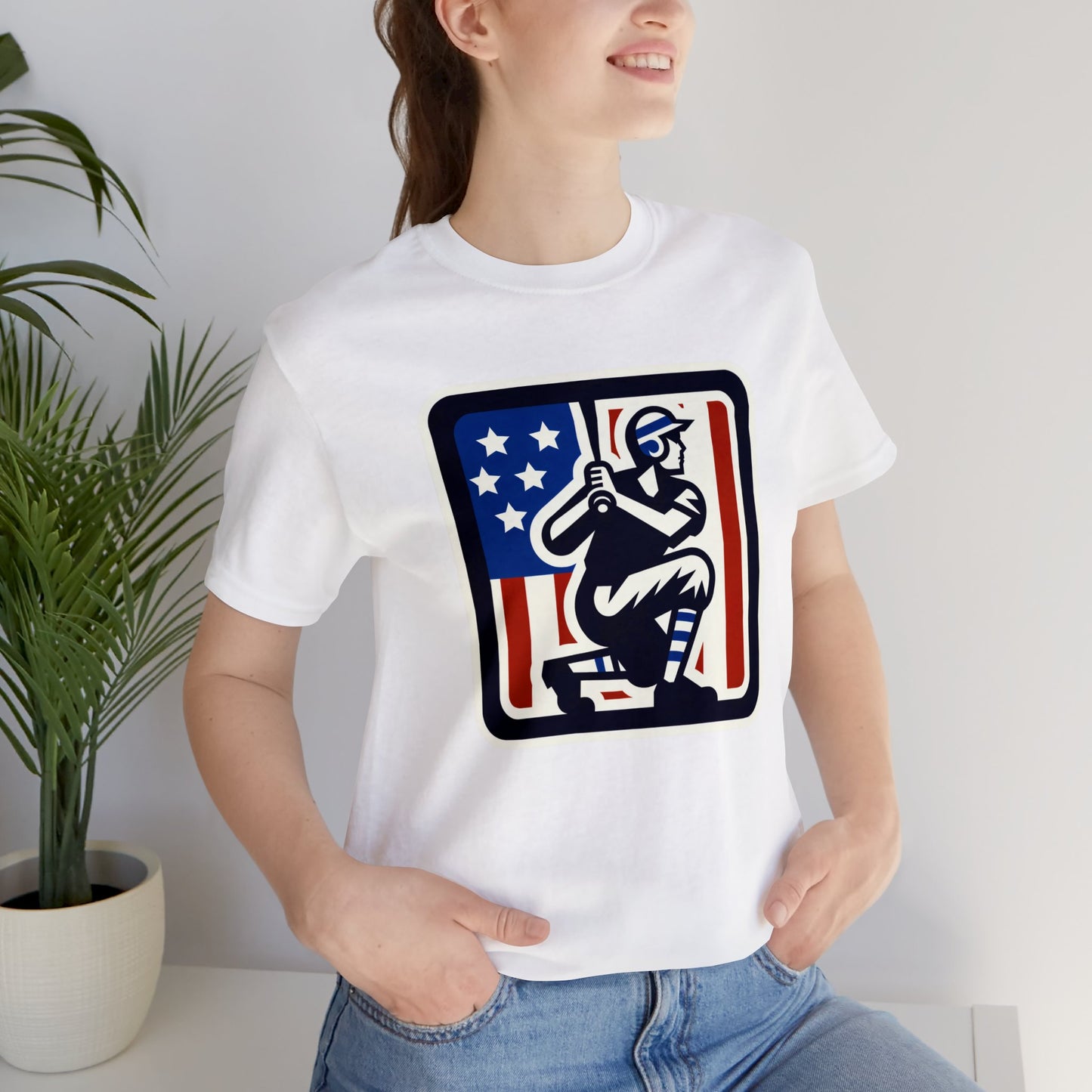 Patriotic Batter Silhouette - Short Sleeve Tee - AI Tee Hero
