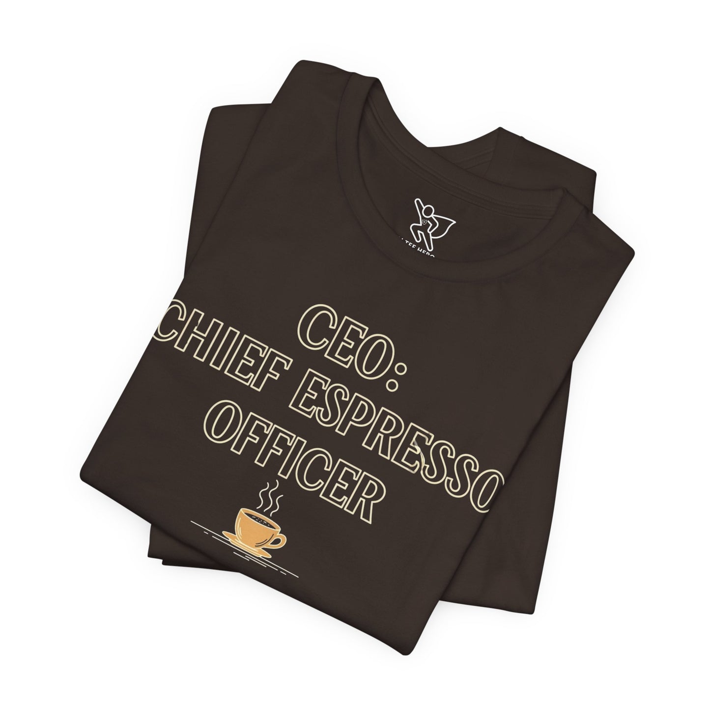"CEO: Chief Espresso Officer" CW-1 Unisex Jersey T-Shirt for Baristas, Funny Coffee Shirt for Gifts, Perfect for Birthdays, Coffee Shop Outfits