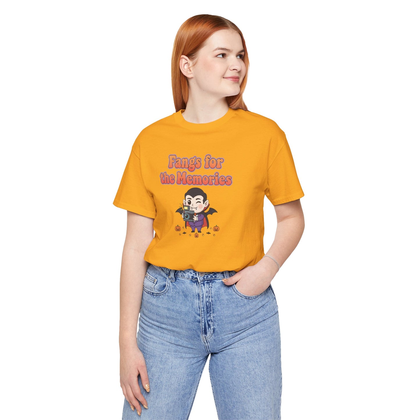 "Fangs for the Memories" Unisex Short Sleeve Shirt, Casual Halloween Outfit, Gift for Spooky Season, Halloween Shirt
