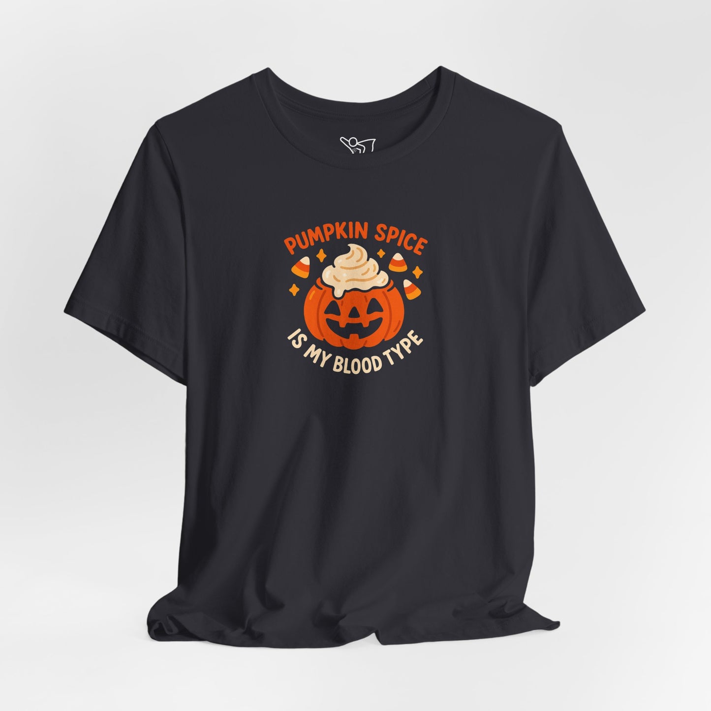 "Pumpkin Spice is My Blood Type" Short Sleeve Tee Fall Fashion, Halloween Shirt, Coffee Lover Gift, Autumn Wardrobe, Seasonal Tee
