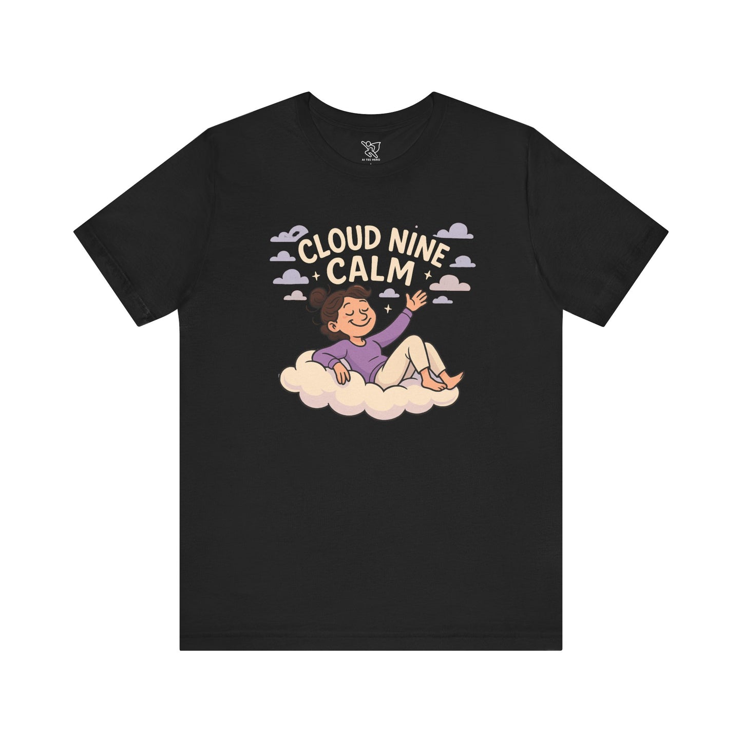 "Cloud Nine Calm" Relaxed Unisex Jersey Short Sleeve T-Shirt, Gift for Mindfulness, Cozy Fashion, Casual Wear, Relaxation Outfit CW-2 Lilac