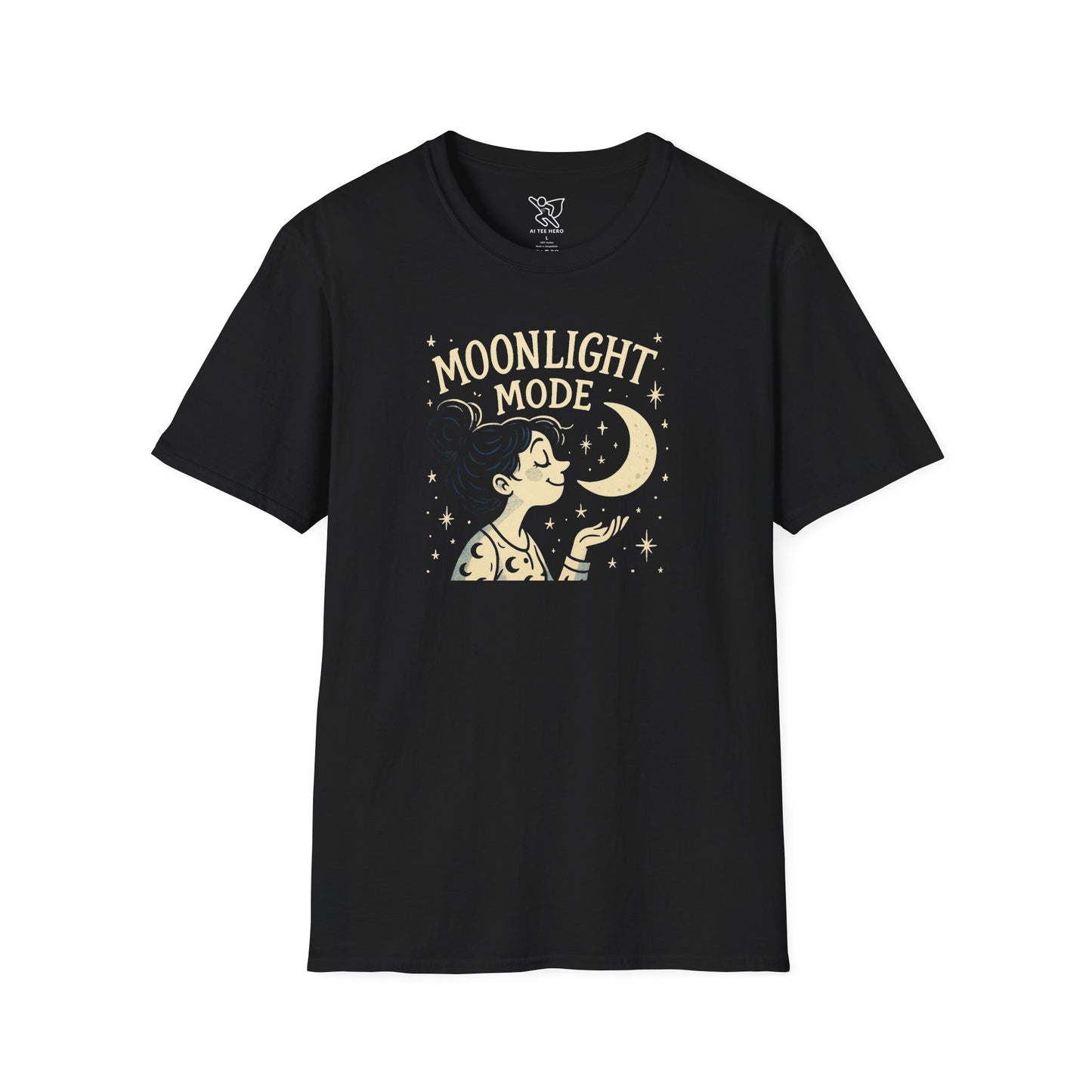 "Moonlight Mode" Unisex T-Shirt - Softstyle, Celestial Apparel, Gift for Dreamers, Astrology Lovers, Casual Wear
