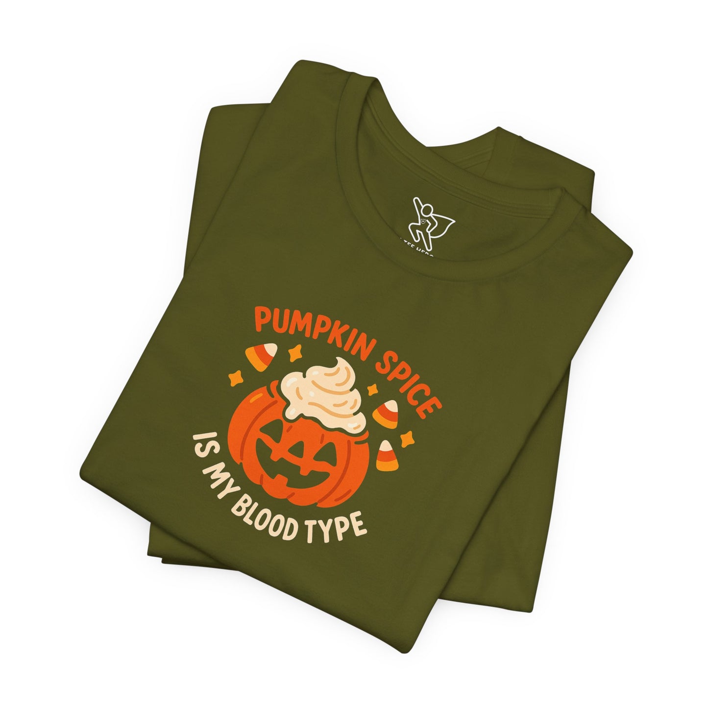 "Pumpkin Spice is My Blood Type" Short Sleeve Tee Fall Fashion, Halloween Shirt, Coffee Lover Gift, Autumn Wardrobe, Seasonal Tee