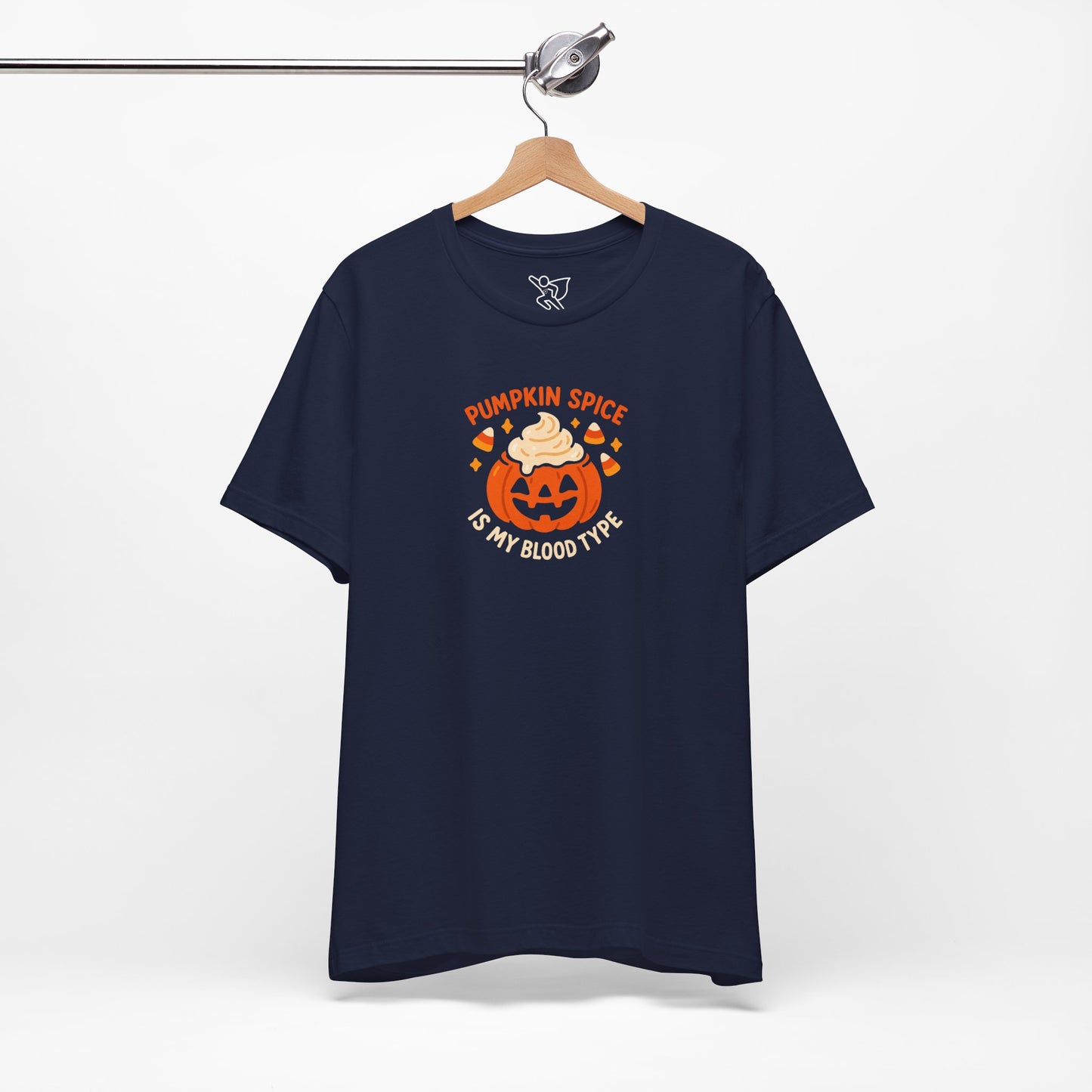 "Pumpkin Spice is My Blood Type" Short Sleeve Tee Fall Fashion, Halloween Shirt, Coffee Lover Gift, Autumn Wardrobe, Seasonal Tee