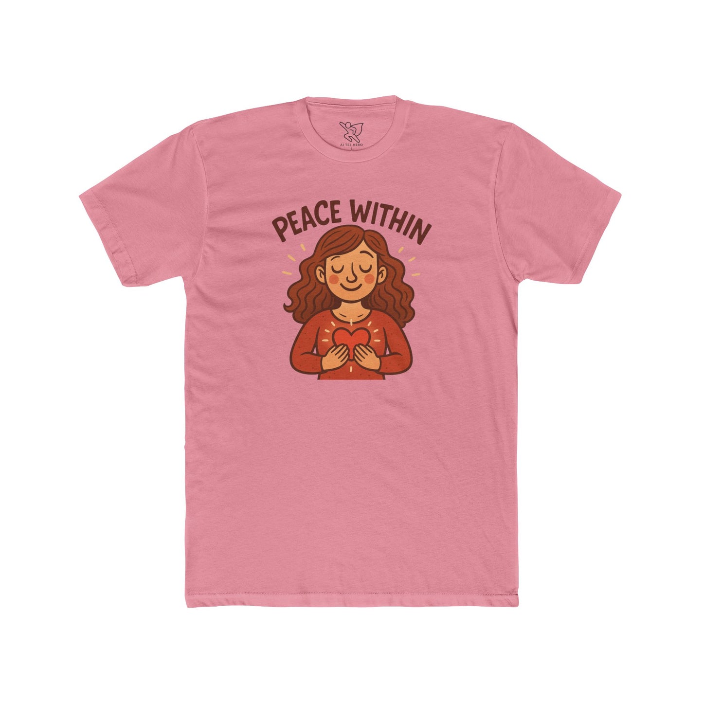 "Peace Within" Unisex Cotton Crew Tee, Relaxed Shirt, Mindfulness Apparel, Gift for Yoga Lovers, Inspirational Clothing - MINDSet Collection