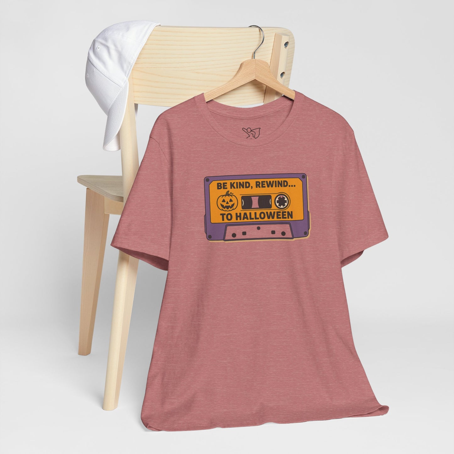 "Be Kind, Rewind to Halloween" T-Shirt, Unisex Casual Wear, Spooky Season Top, Vintage Style Shirt