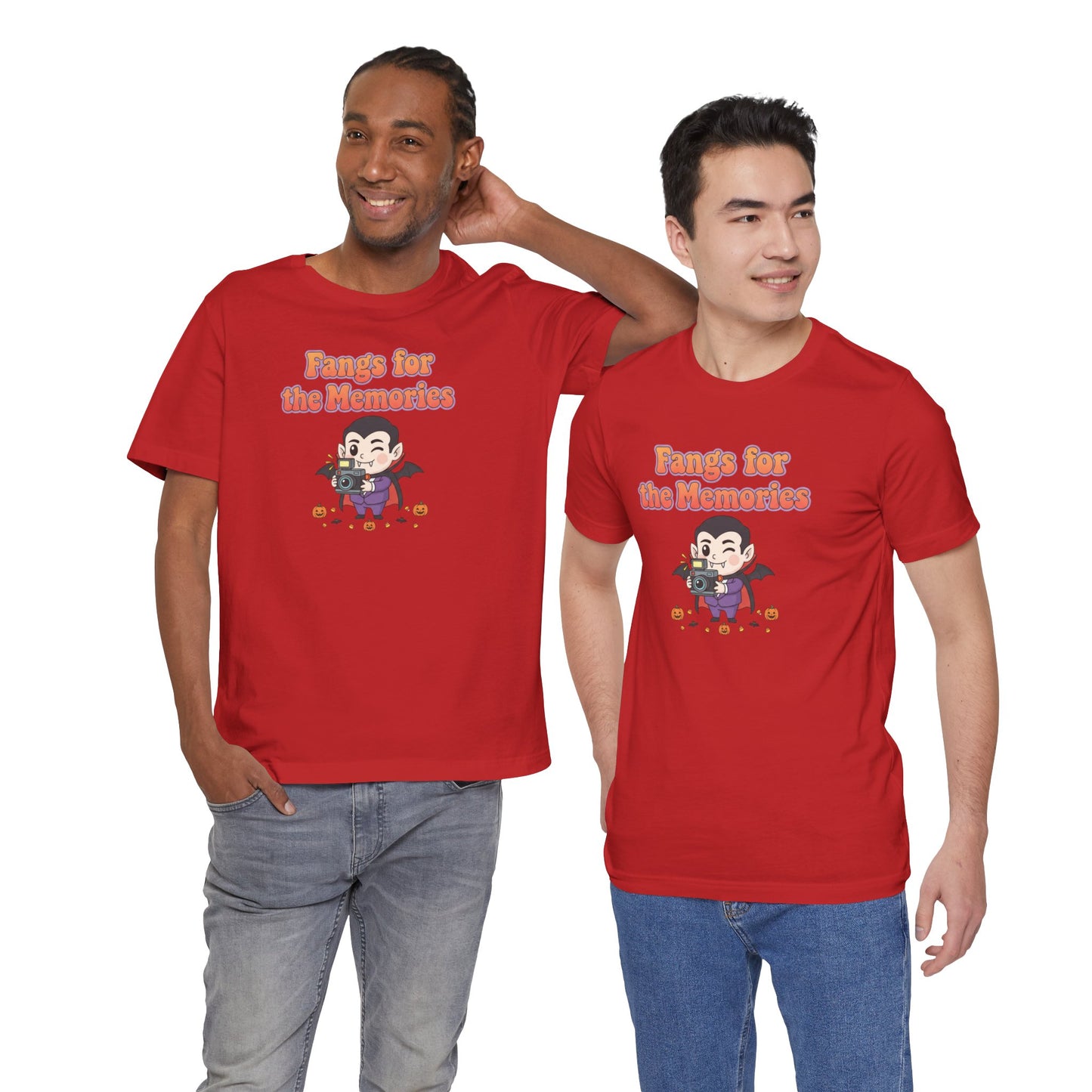 "Fangs for the Memories" Unisex Short Sleeve Shirt, Casual Halloween Outfit, Gift for Spooky Season, Halloween Shirt