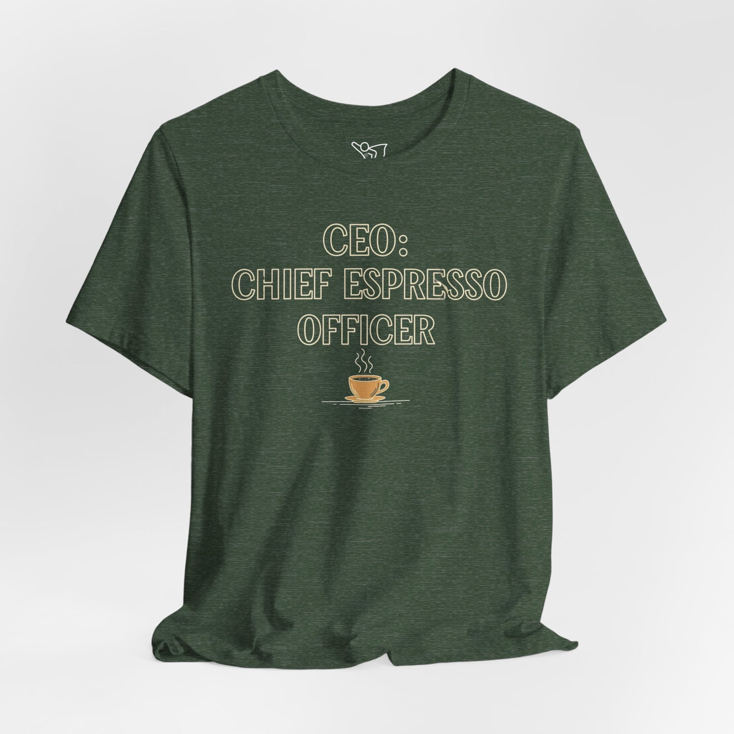 "CEO: Chief Espresso Officer" CW-1 Unisex Jersey T-Shirt for Baristas, Funny Coffee Shirt for Gifts, Perfect for Birthdays, Coffee Shop Outfits