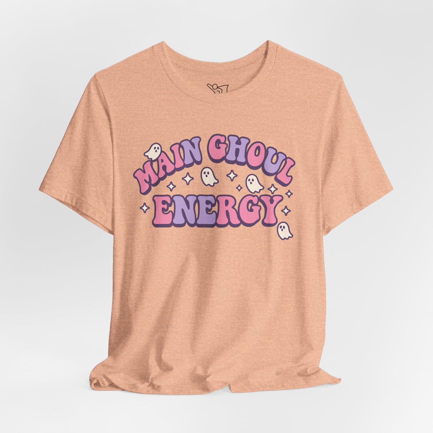 "Main Ghoul Energy" Unisex Short Sleeve T-Shirt, Halloween Party Shirt, Cute Graphic Tee, Gift for Ghost Lovers, Trendy Casual Wear