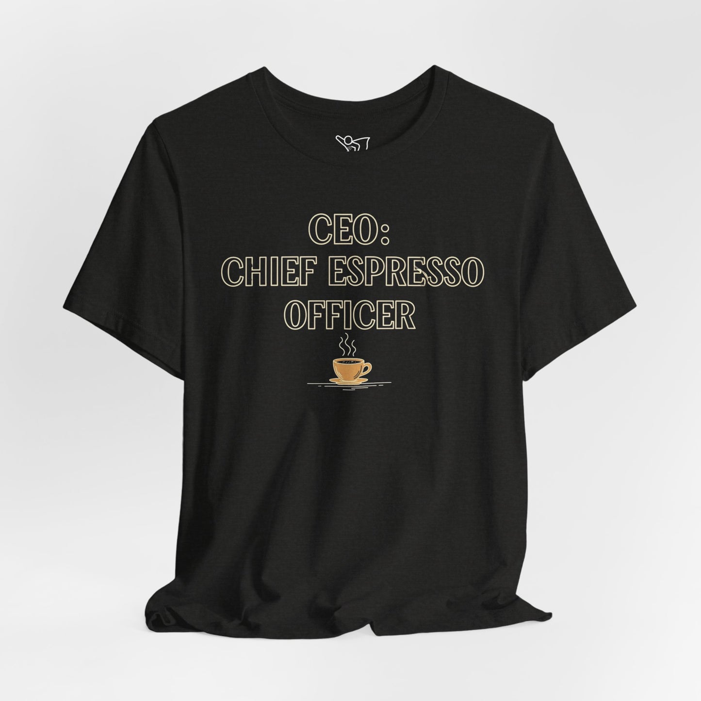 "CEO: Chief Espresso Officer" CW-1 Unisex Jersey T-Shirt for Baristas, Funny Coffee Shirt for Gifts, Perfect for Birthdays, Coffee Shop Outfits