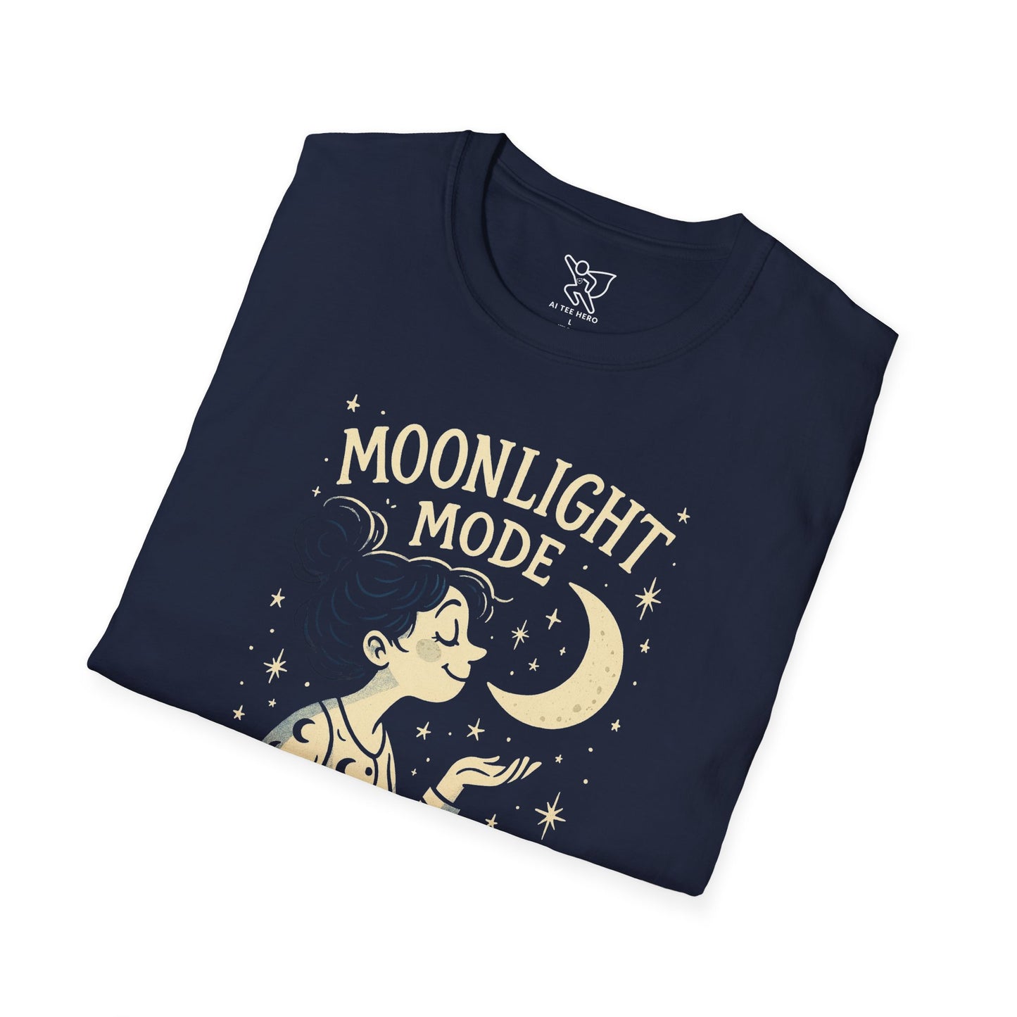 "Moonlight Mode" Unisex T-Shirt - Softstyle, Celestial Apparel, Gift for Dreamers, Astrology Lovers, Casual Wear