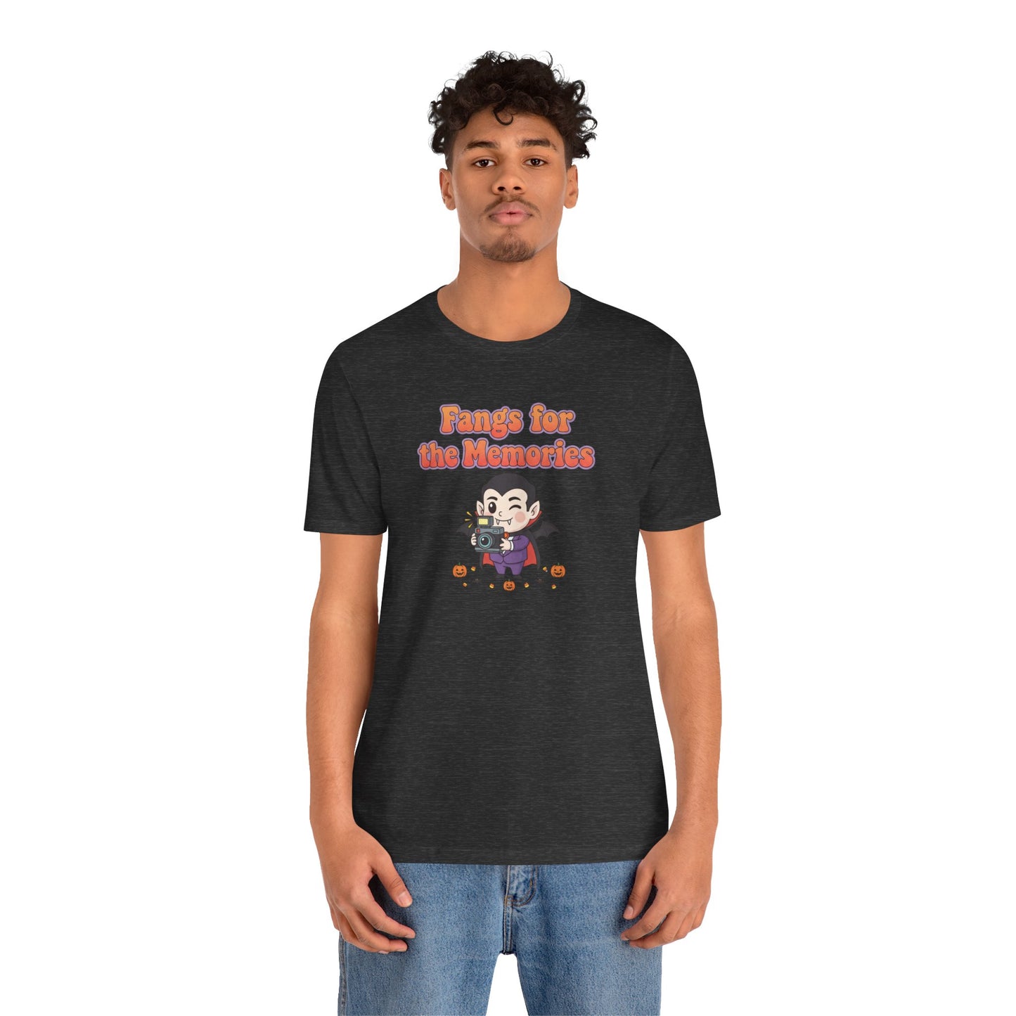 "Fangs for the Memories" Unisex Short Sleeve Shirt, Casual Halloween Outfit, Gift for Spooky Season, Halloween Shirt