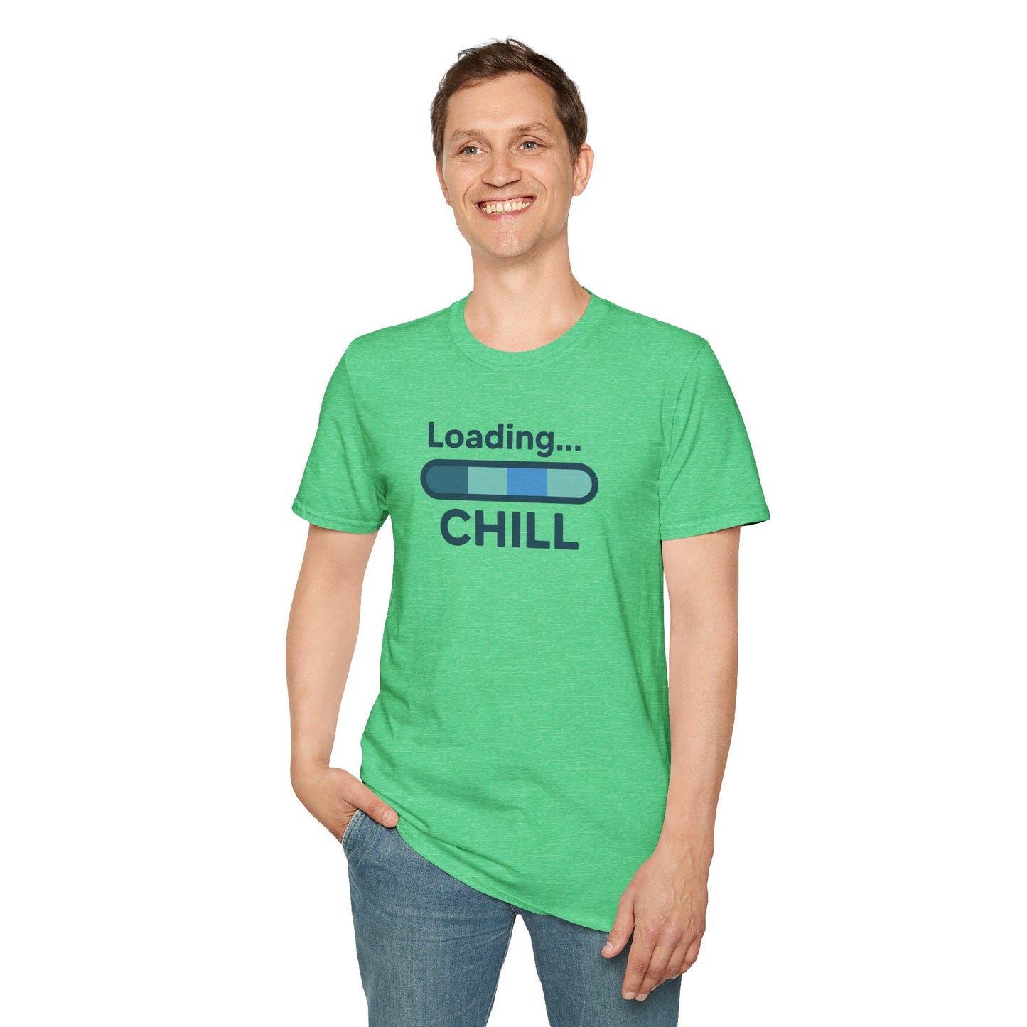 "Loading... Chill" Unisex Softstyle T-Shirt, Relaxed Fit Tee, Gift for Him/Her, Casual Wear, Chill Vibe Shirt, Summer Essentials, Lounge Apparel CW-2 Teal