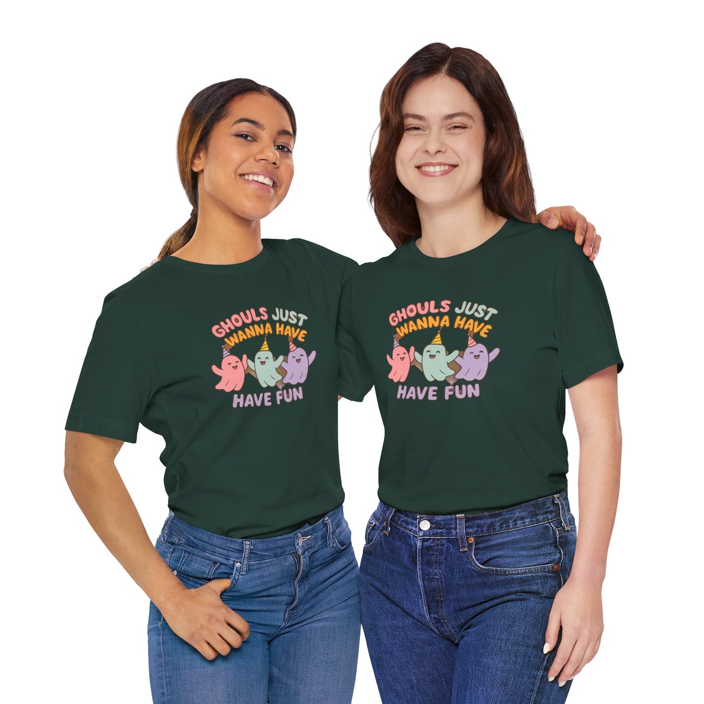 "Ghouls Just Wanna Have Fun" T-Shirt for Halloween, Unisex Graphic Shirt, Cute Ghosts Tee, Casual Wear, Gift for Friends
