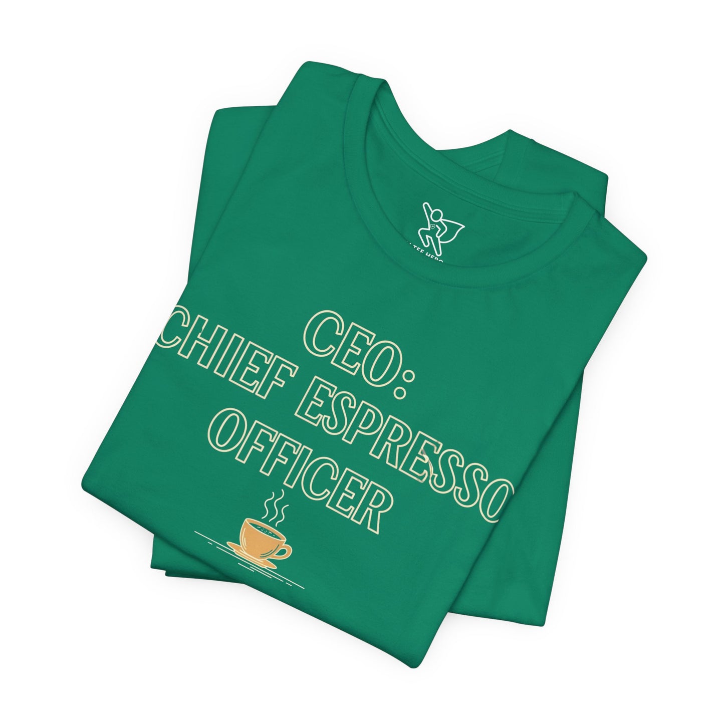 "CEO: Chief Espresso Officer" CW-1 Unisex Jersey T-Shirt for Baristas, Funny Coffee Shirt for Gifts, Perfect for Birthdays, Coffee Shop Outfits
