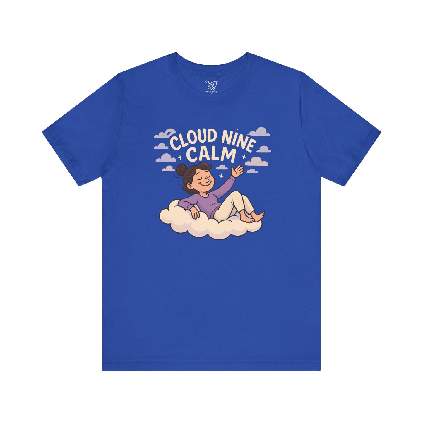 "Cloud Nine Calm" Relaxed Unisex Jersey Short Sleeve T-Shirt, Gift for Mindfulness, Cozy Fashion, Casual Wear, Relaxation Outfit CW-2 Lilac