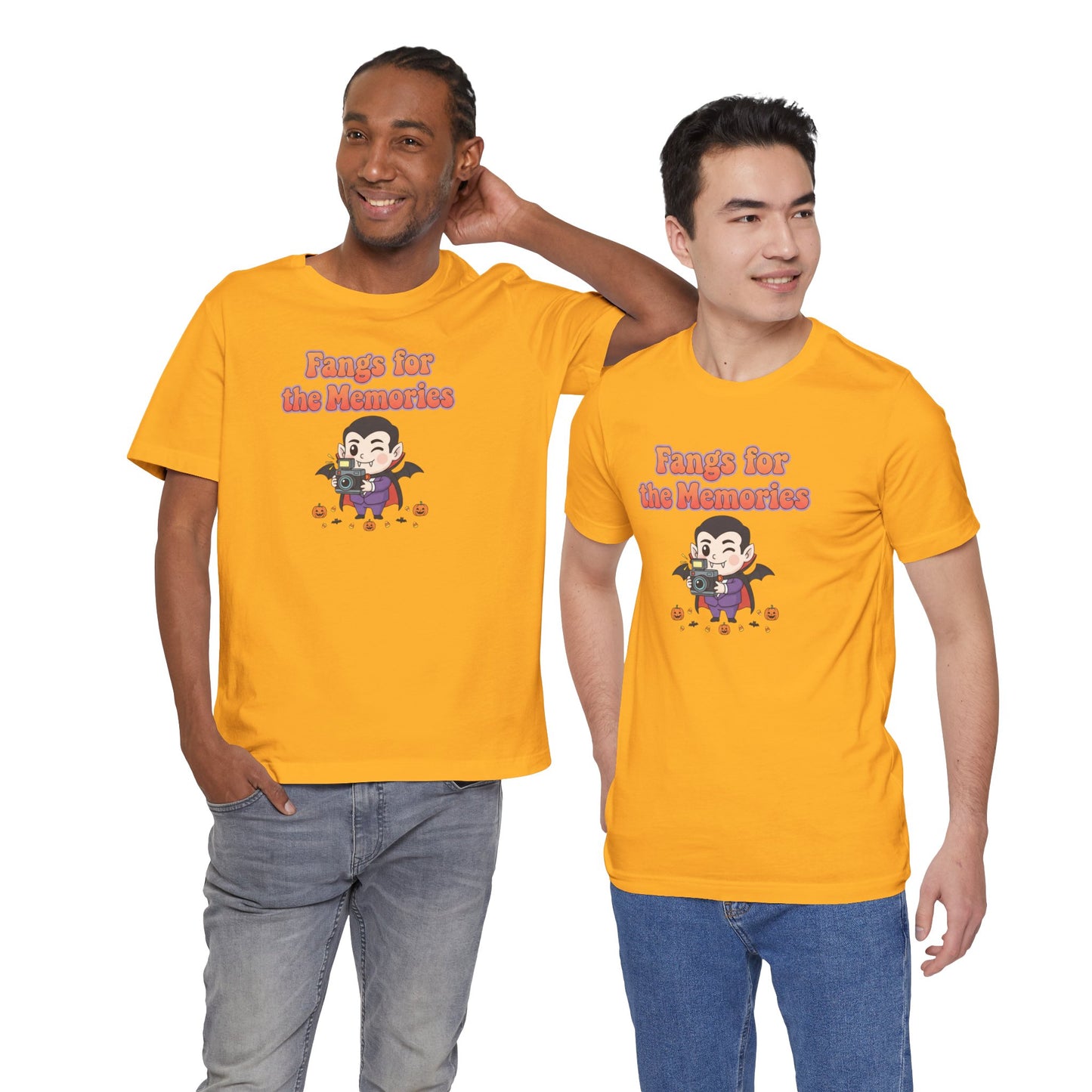 "Fangs for the Memories" Unisex Short Sleeve Shirt, Casual Halloween Outfit, Gift for Spooky Season, Halloween Shirt
