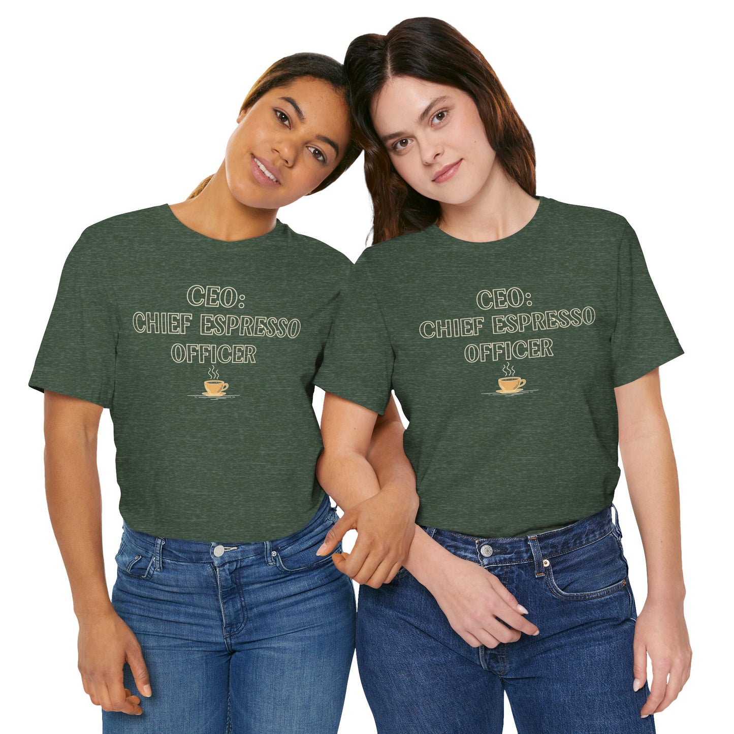 "CEO: Chief Espresso Officer" CW-1 Unisex Jersey T-Shirt for Baristas, Funny Coffee Shirt for Gifts, Perfect for Birthdays, Coffee Shop Outfits