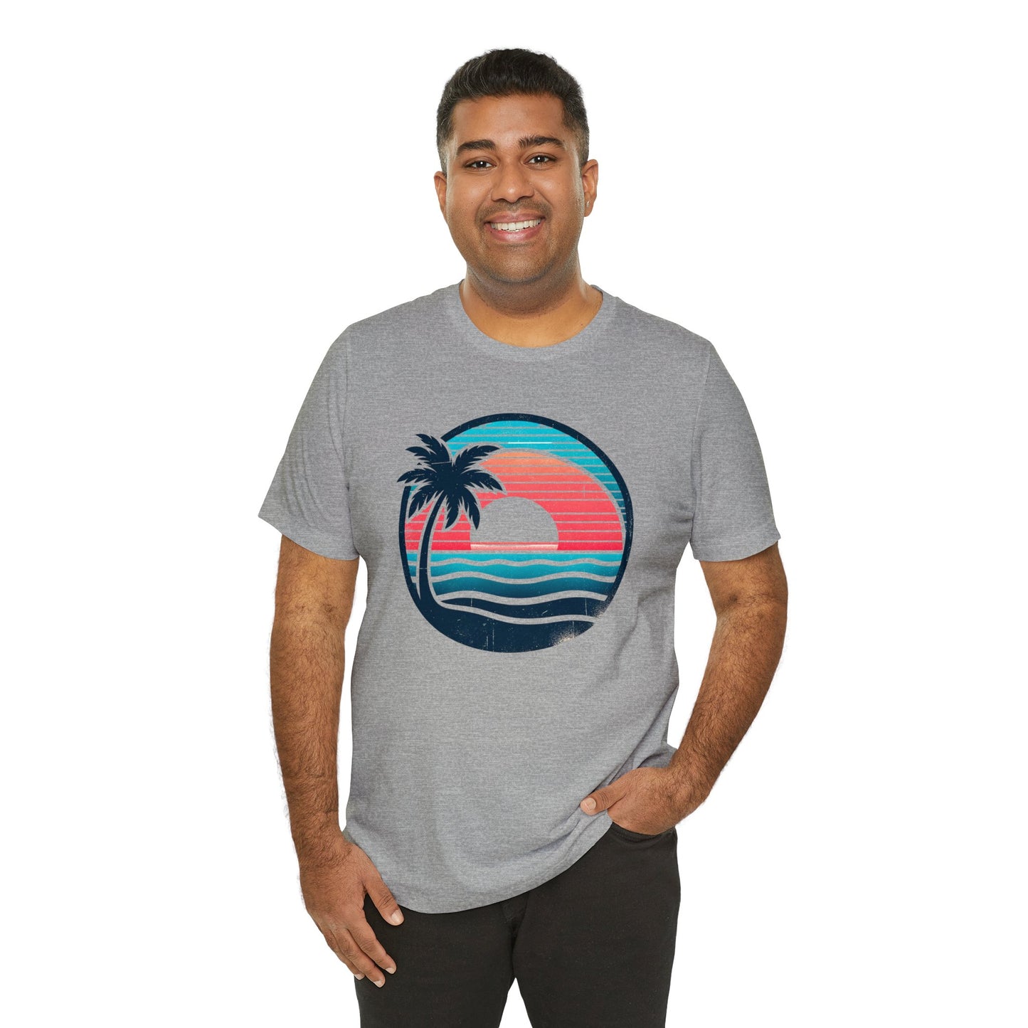 Tropical Sunset Serenity - Short Sleeve Tee - AI Tee Hero