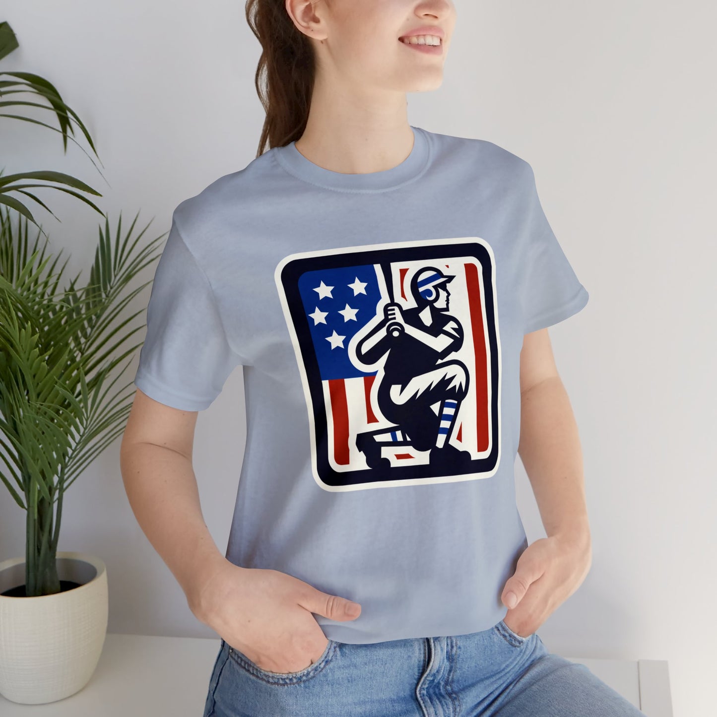 Patriotic Batter Silhouette - Short Sleeve Tee - AI Tee Hero