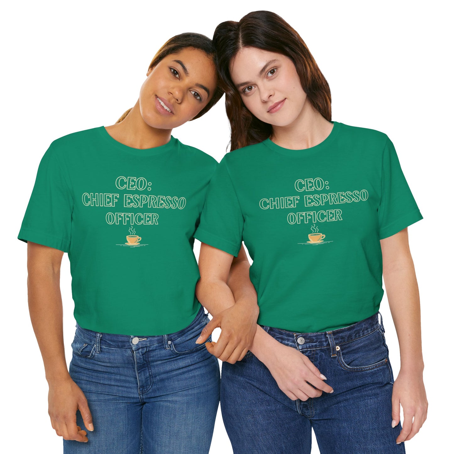 "CEO: Chief Espresso Officer" CW-1 Unisex Jersey T-Shirt for Baristas, Funny Coffee Shirt for Gifts, Perfect for Birthdays, Coffee Shop Outfits