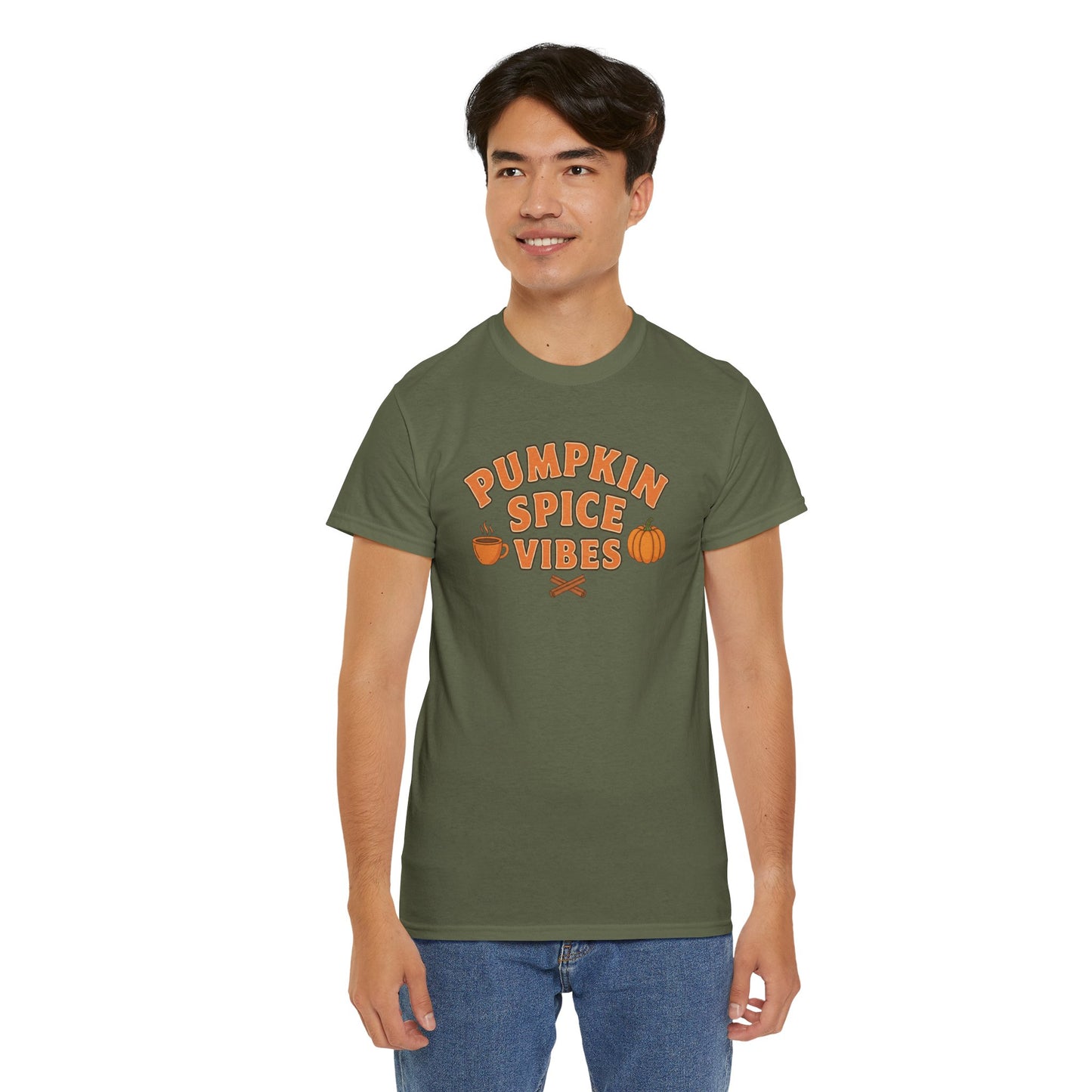 "Pumpkin Spice Vibes" Unisex Autumn T-Shirt for Fall, Cozy Apparel, Pumpkin Lover Gift, Halloween Party Wear
