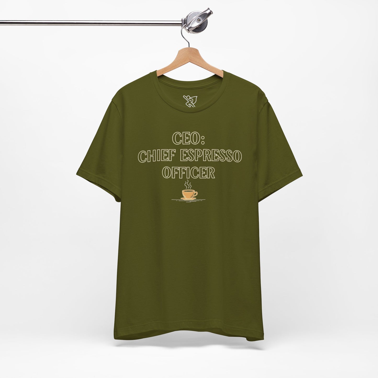"CEO: Chief Espresso Officer" CW-1 Unisex Jersey T-Shirt for Baristas, Funny Coffee Shirt for Gifts, Perfect for Birthdays, Coffee Shop Outfits