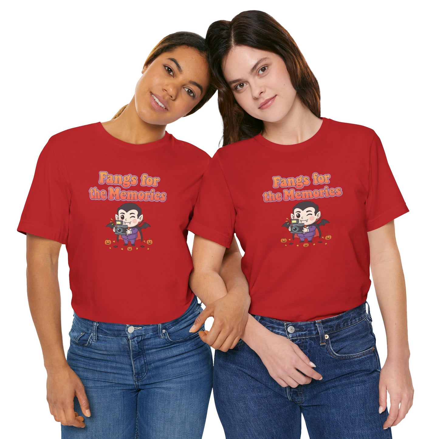 "Fangs for the Memories" Unisex Short Sleeve Shirt, Casual Halloween Outfit, Gift for Spooky Season, Halloween Shirt