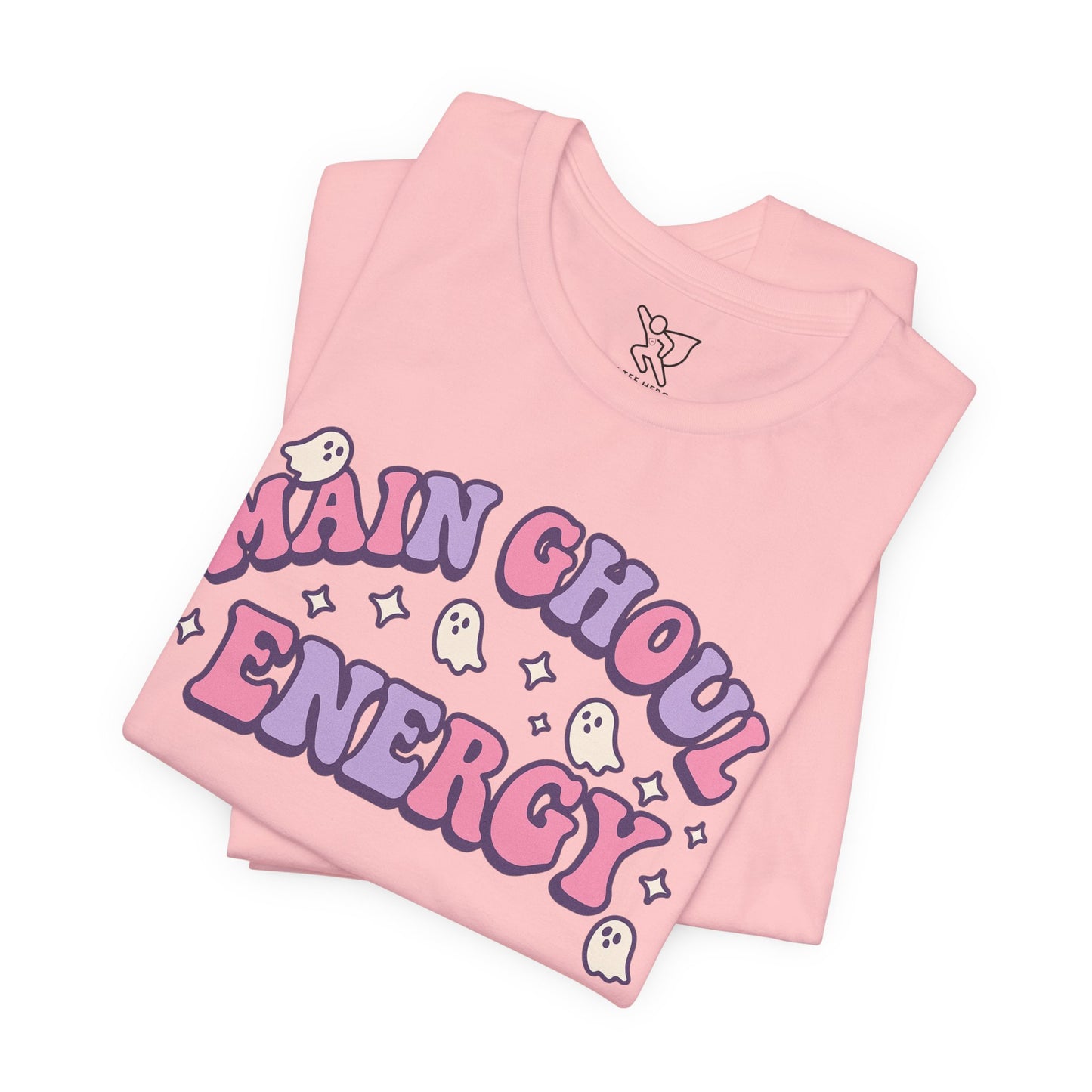 "Main Ghoul Energy" Unisex Short Sleeve T-Shirt, Halloween Party Shirt, Cute Graphic Tee, Gift for Ghost Lovers, Trendy Casual Wear