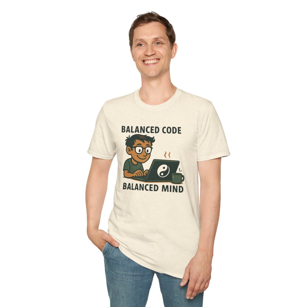 "Balanced Code, Balanced Mind" Gift for Programmers, Meditation Shirt, Balanced Mind Apparel, Unisex Coding Tee - MINDSet Collection - AI Tee Hero