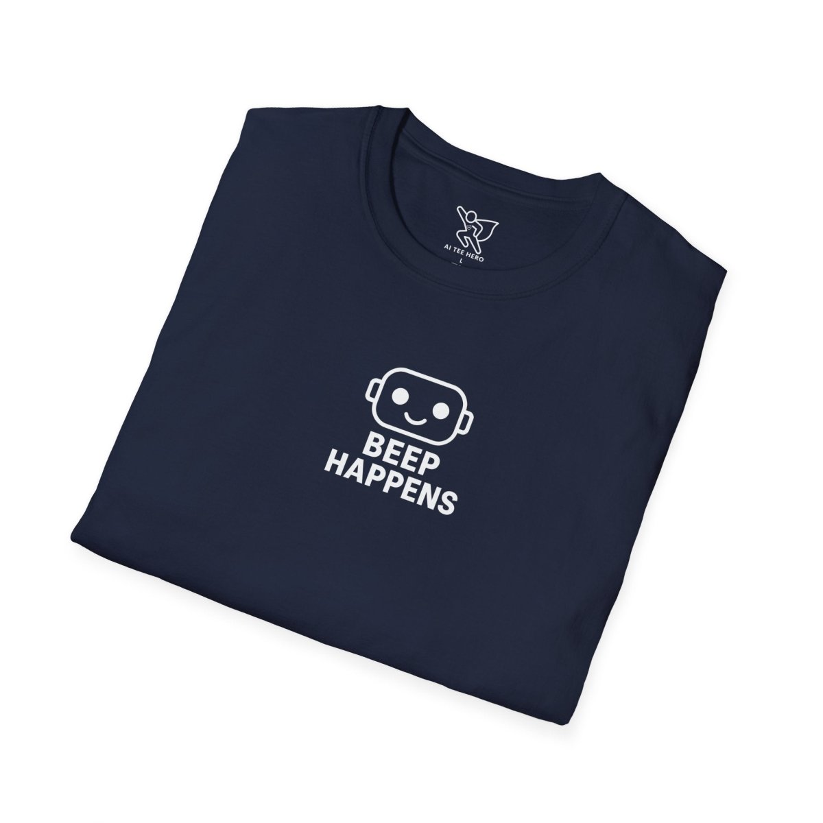"Beep Happens" CW1 - White Unisex Softstyle T-Shirt, Comfy Casual Tee, Everyday Wear, Gift for Him/Her, Birthday Shirt, Relaxed Fit Top - AI Tee Hero