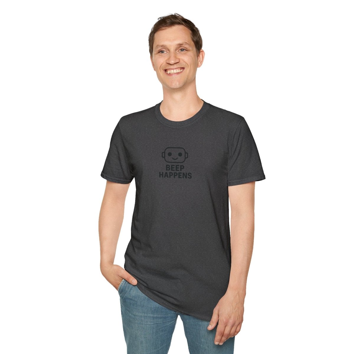 "Beep Happens" CW3 - Black Unisex Softstyle T-Shirt, Comfy Casual Tee, Everyday Wear, Gift for Him/Her, Birthday Shirt, Relaxed Fit Top - AI Tee Hero