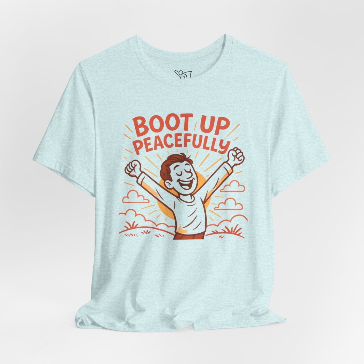 "Boot Up Peacefully" Comfortably Cool Shirt for Tech Lovers, Gift for Gamers, Chill Vibe Style, Relaxed Fit Top - MINDSet Collection - AI Tee Hero