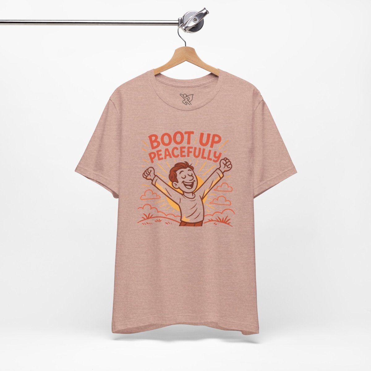"Boot Up Peacefully" Comfortably Cool Shirt for Tech Lovers, Gift for Gamers, Chill Vibe Style, Relaxed Fit Top - MINDSet Collection - AI Tee Hero