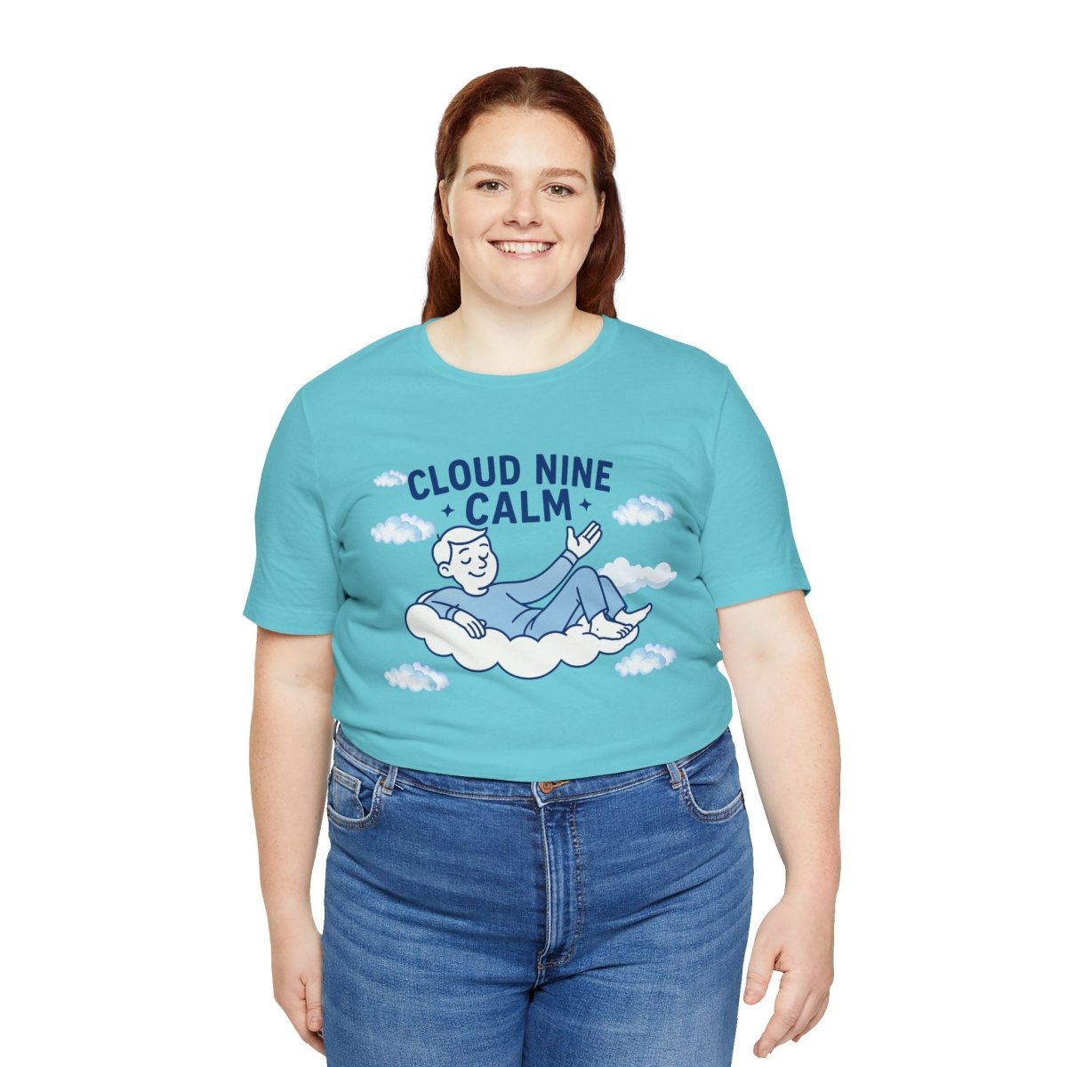 "Cloud Nine Calm" Relaxed Unisex Jersey Short Sleeve T-Shirt, Gift for Mindfulness, Cozy Fashion, Casual Wear, Relaxation Outfit - CW1 MINDSet Collection - AI Tee Hero