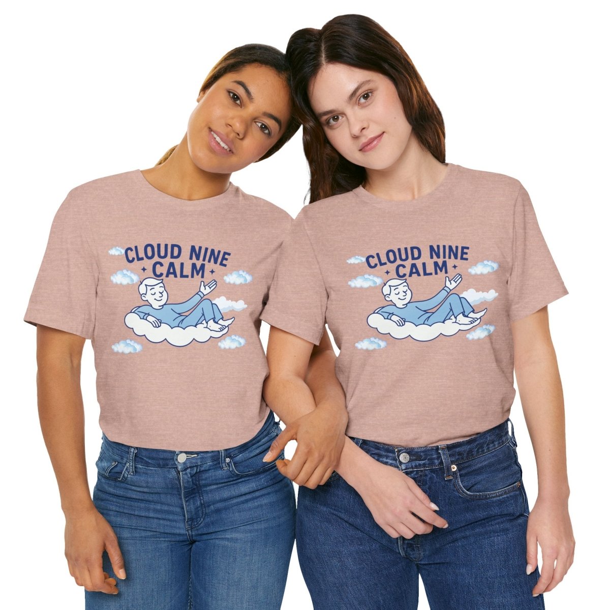 "Cloud Nine Calm" Relaxed Unisex Jersey Short Sleeve T-Shirt, Gift for Mindfulness, Cozy Fashion, Casual Wear, Relaxation Outfit - CW1 MINDSet Collection - AI Tee Hero