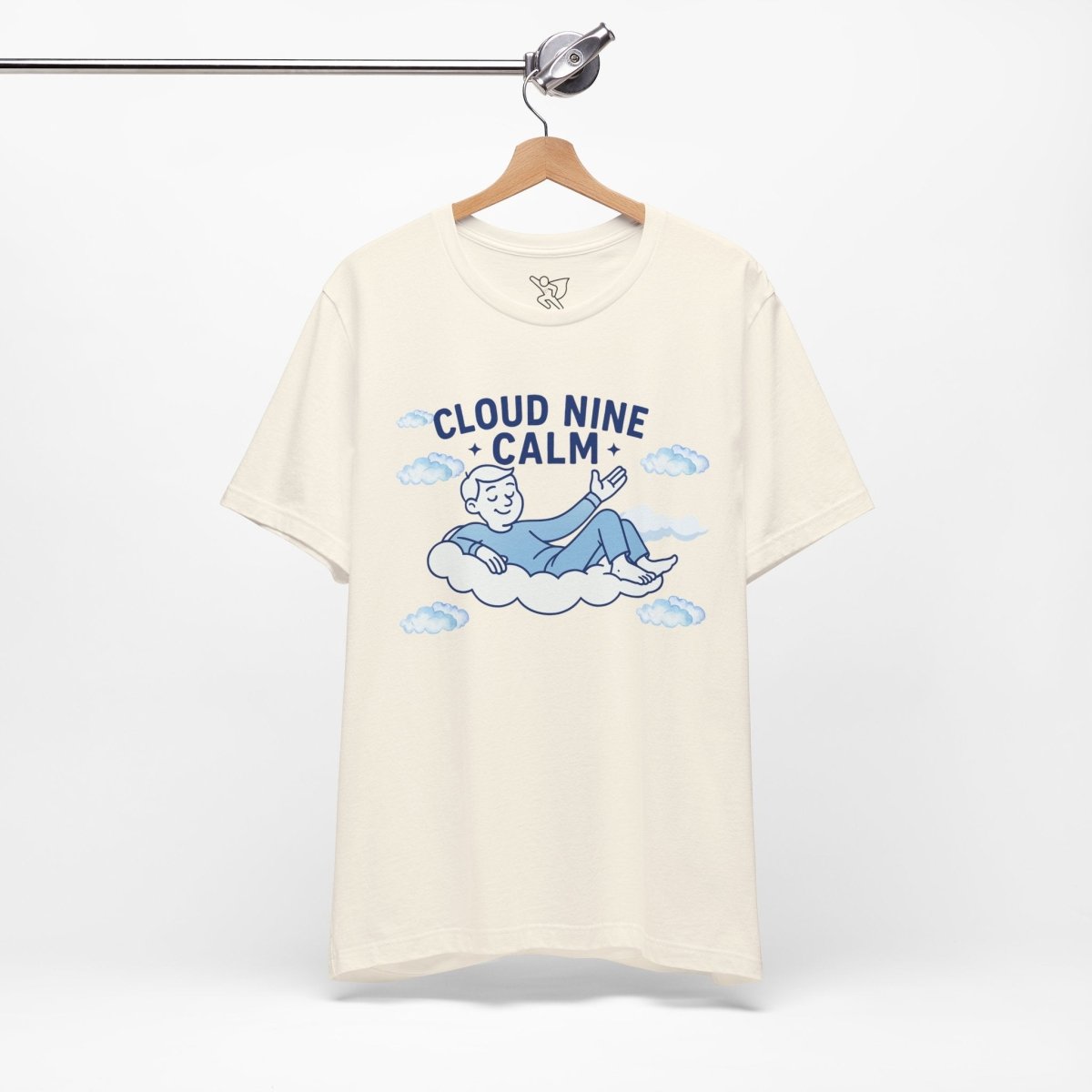 "Cloud Nine Calm" Relaxed Unisex Jersey Short Sleeve T-Shirt, Gift for Mindfulness, Cozy Fashion, Casual Wear, Relaxation Outfit - CW1 MINDSet Collection - AI Tee Hero