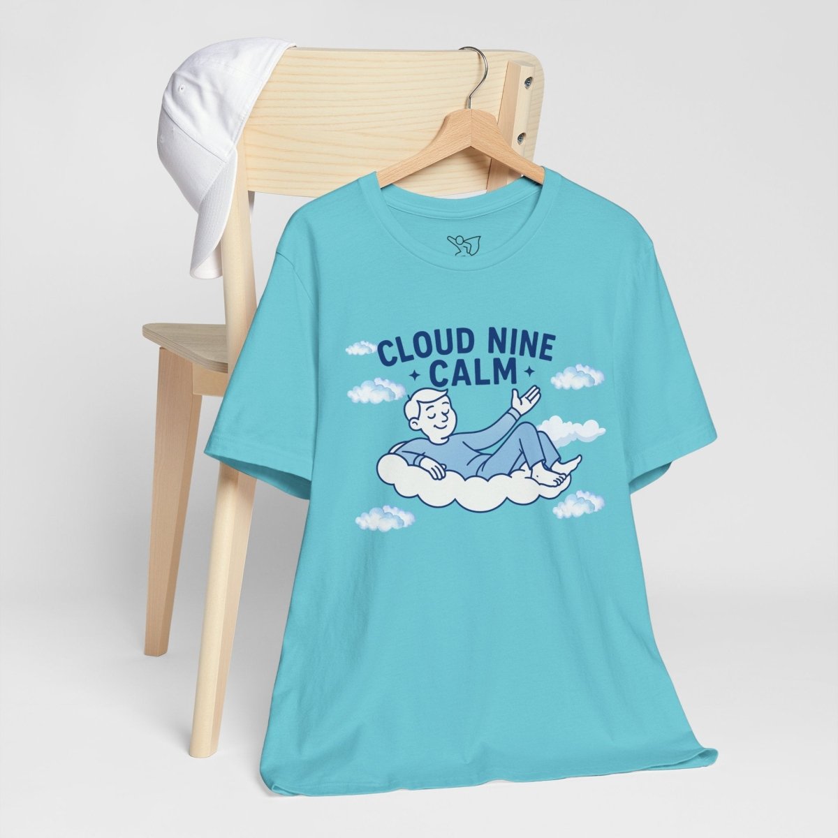 "Cloud Nine Calm" Relaxed Unisex Jersey Short Sleeve T-Shirt, Gift for Mindfulness, Cozy Fashion, Casual Wear, Relaxation Outfit - CW1 MINDSet Collection - AI Tee Hero