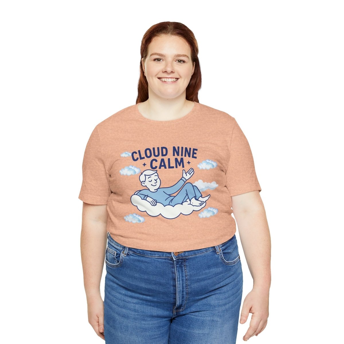 "Cloud Nine Calm" Relaxed Unisex Jersey Short Sleeve T-Shirt, Gift for Mindfulness, Cozy Fashion, Casual Wear, Relaxation Outfit - CW1 MINDSet Collection - AI Tee Hero