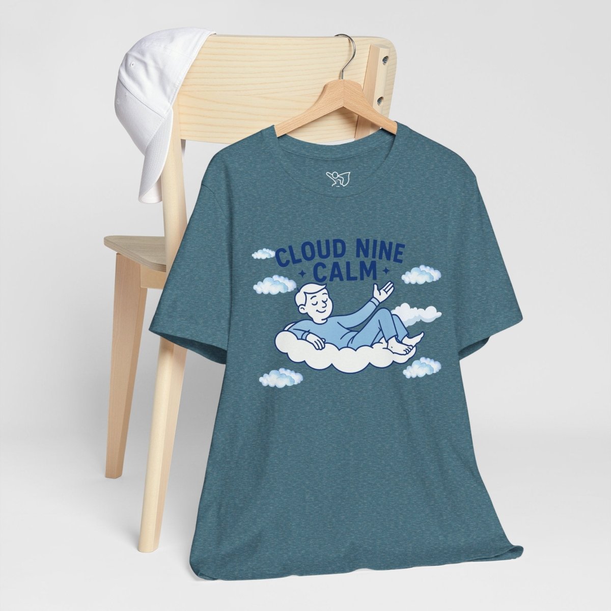 "Cloud Nine Calm" Relaxed Unisex Jersey Short Sleeve T-Shirt, Gift for Mindfulness, Cozy Fashion, Casual Wear, Relaxation Outfit - CW1 MINDSet Collection - AI Tee Hero