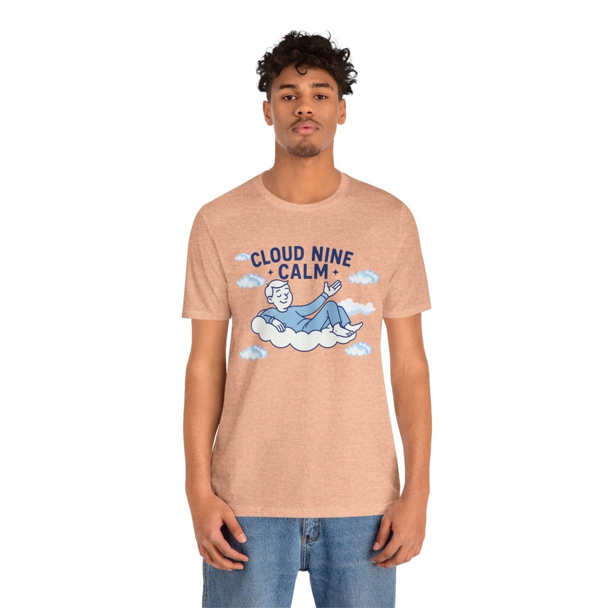 "Cloud Nine Calm" Relaxed Unisex Jersey Short Sleeve T-Shirt, Gift for Mindfulness, Cozy Fashion, Casual Wear, Relaxation Outfit - CW1 MINDSet Collection - AI Tee Hero