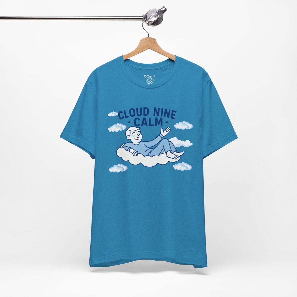 "Cloud Nine Calm" Relaxed Unisex Jersey Short Sleeve T-Shirt, Gift for Mindfulness, Cozy Fashion, Casual Wear, Relaxation Outfit - CW1 MINDSet Collection - AI Tee Hero