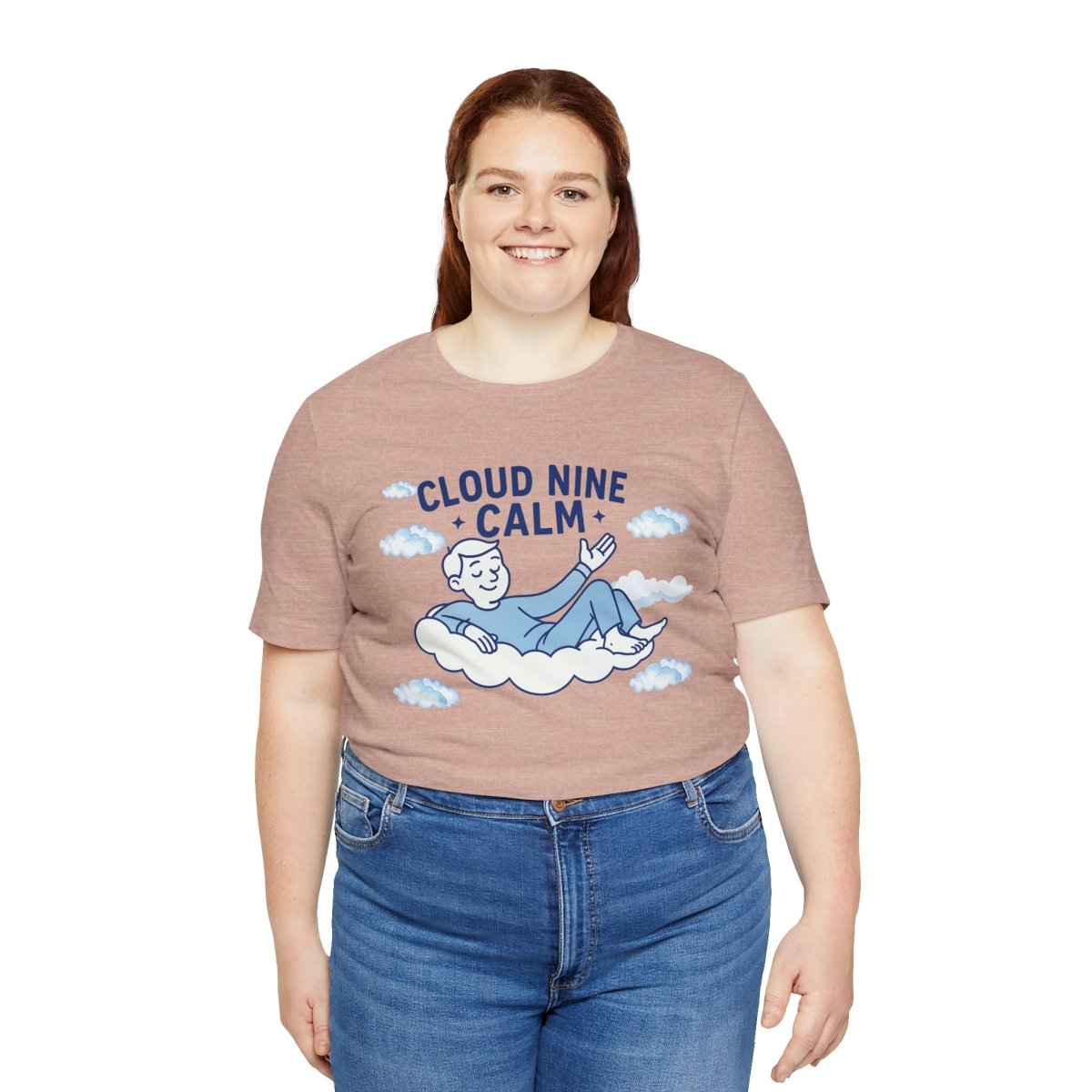 "Cloud Nine Calm" Relaxed Unisex Jersey Short Sleeve T-Shirt, Gift for Mindfulness, Cozy Fashion, Casual Wear, Relaxation Outfit - CW1 MINDSet Collection - AI Tee Hero