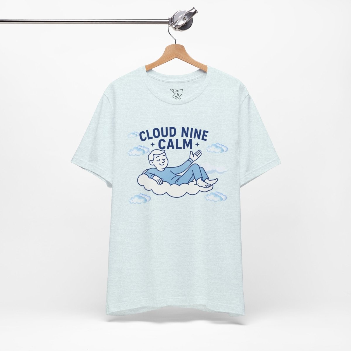 "Cloud Nine Calm" Relaxed Unisex Jersey Short Sleeve T-Shirt, Gift for Mindfulness, Cozy Fashion, Casual Wear, Relaxation Outfit - CW1 MINDSet Collection - AI Tee Hero