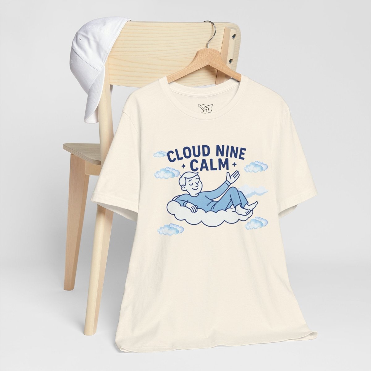 "Cloud Nine Calm" Relaxed Unisex Jersey Short Sleeve T-Shirt, Gift for Mindfulness, Cozy Fashion, Casual Wear, Relaxation Outfit - CW1 MINDSet Collection - AI Tee Hero