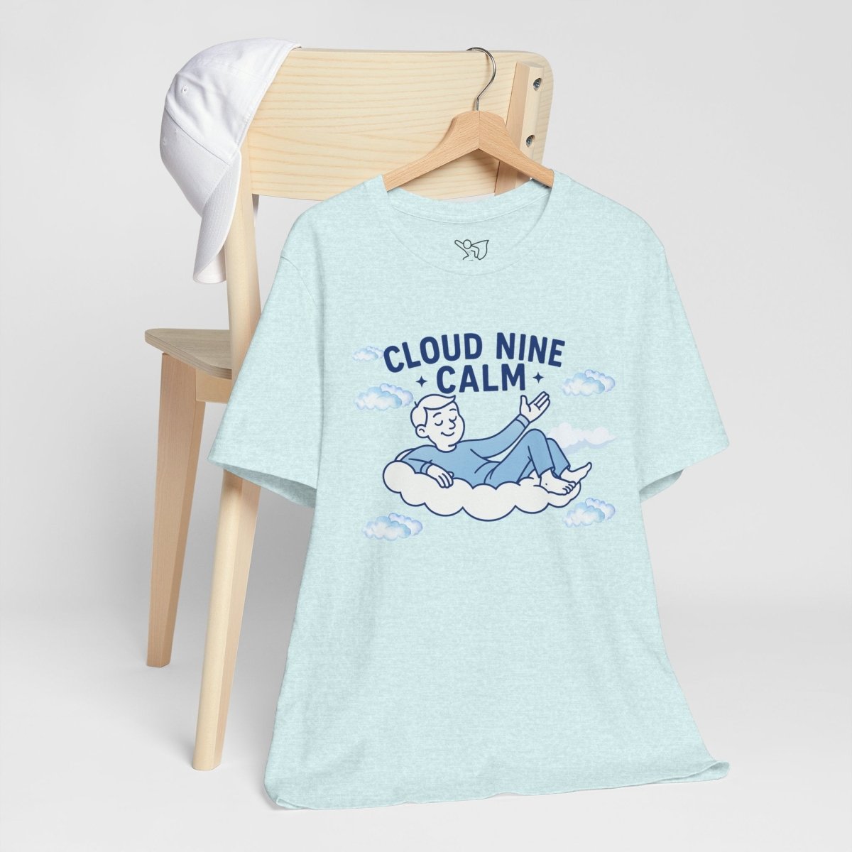 "Cloud Nine Calm" Relaxed Unisex Jersey Short Sleeve T-Shirt, Gift for Mindfulness, Cozy Fashion, Casual Wear, Relaxation Outfit - CW1 MINDSet Collection - AI Tee Hero