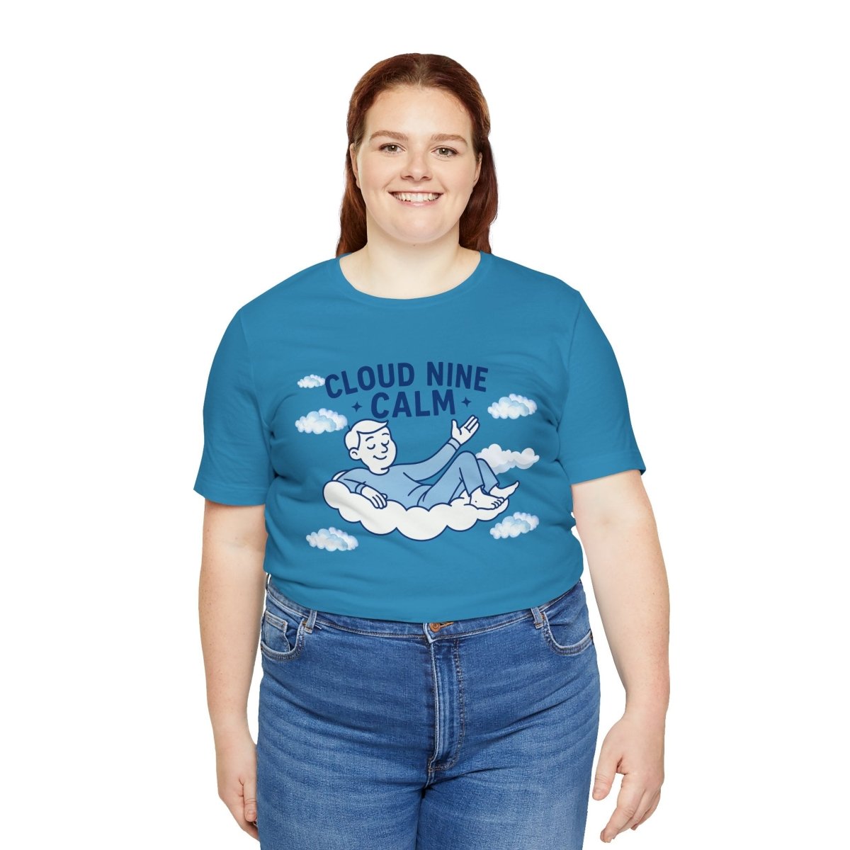"Cloud Nine Calm" Relaxed Unisex Jersey Short Sleeve T-Shirt, Gift for Mindfulness, Cozy Fashion, Casual Wear, Relaxation Outfit - CW1 MINDSet Collection - AI Tee Hero
